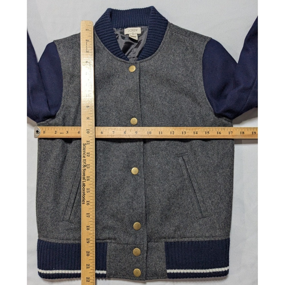 J. CREW Wool Varsity Letterman‎ Jacket Blue Gray - Women XS EUC - Picture 9 of 15